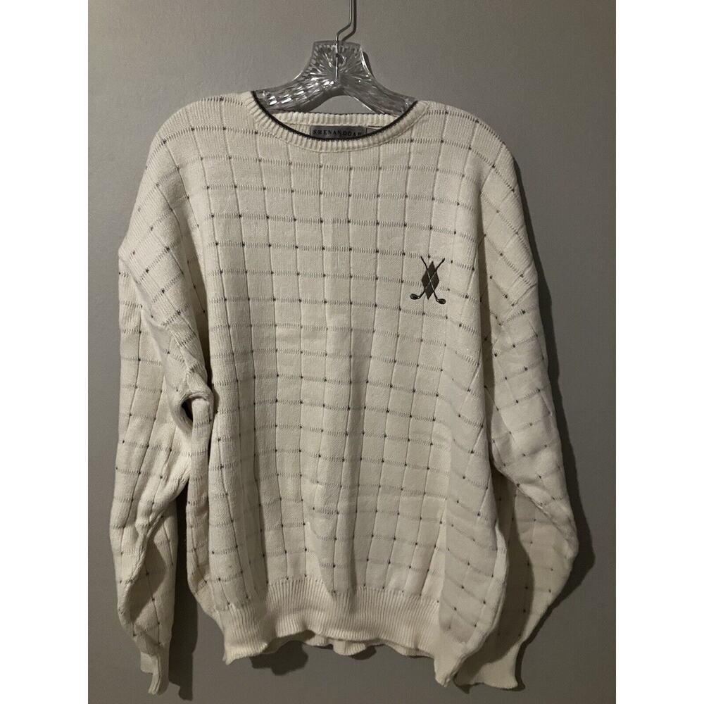 VTG Shenandoah Golf Textured 3D Sweater Mens XL Beige Embroidered GIFTABLE